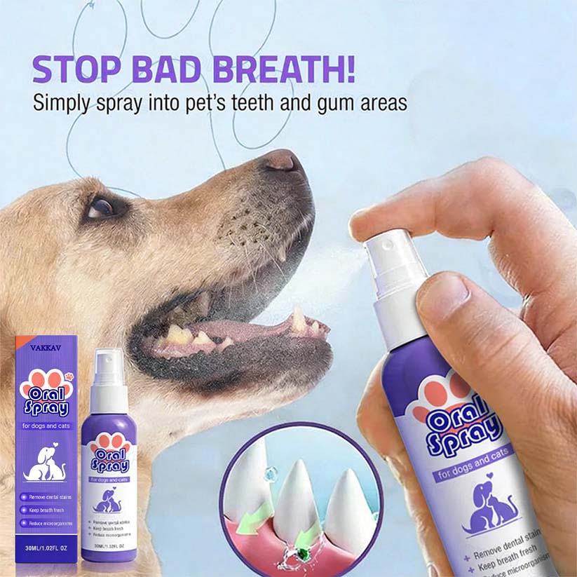 Vakkav™ Pet Oral Spray ✅Freshen Breath, Remove Tartar & Promote gum regeneration, stabilize teeth 🦷🦷