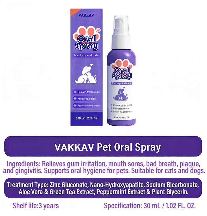 Vakkav™ Pet Oral Spray ✅Freshen Breath, Remove Tartar & Promote gum regeneration, stabilize teeth 🦷🦷