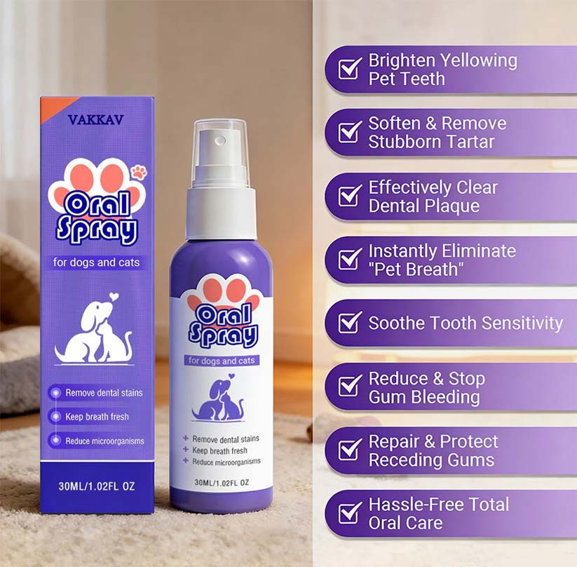 Vakkav™ Pet Oral Spray ✅Freshen Breath, Remove Tartar & Promote gum regeneration, stabilize teeth 🦷🦷