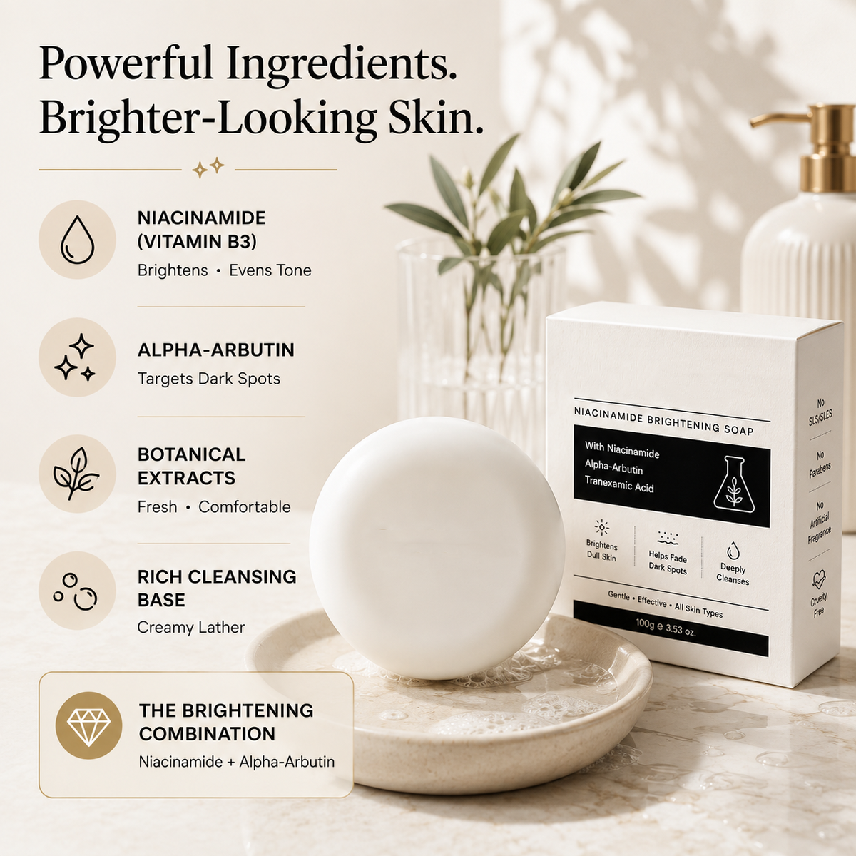 Niacinamide Brightening Soap – Dark Spot & Uneven Skin Tone Care
